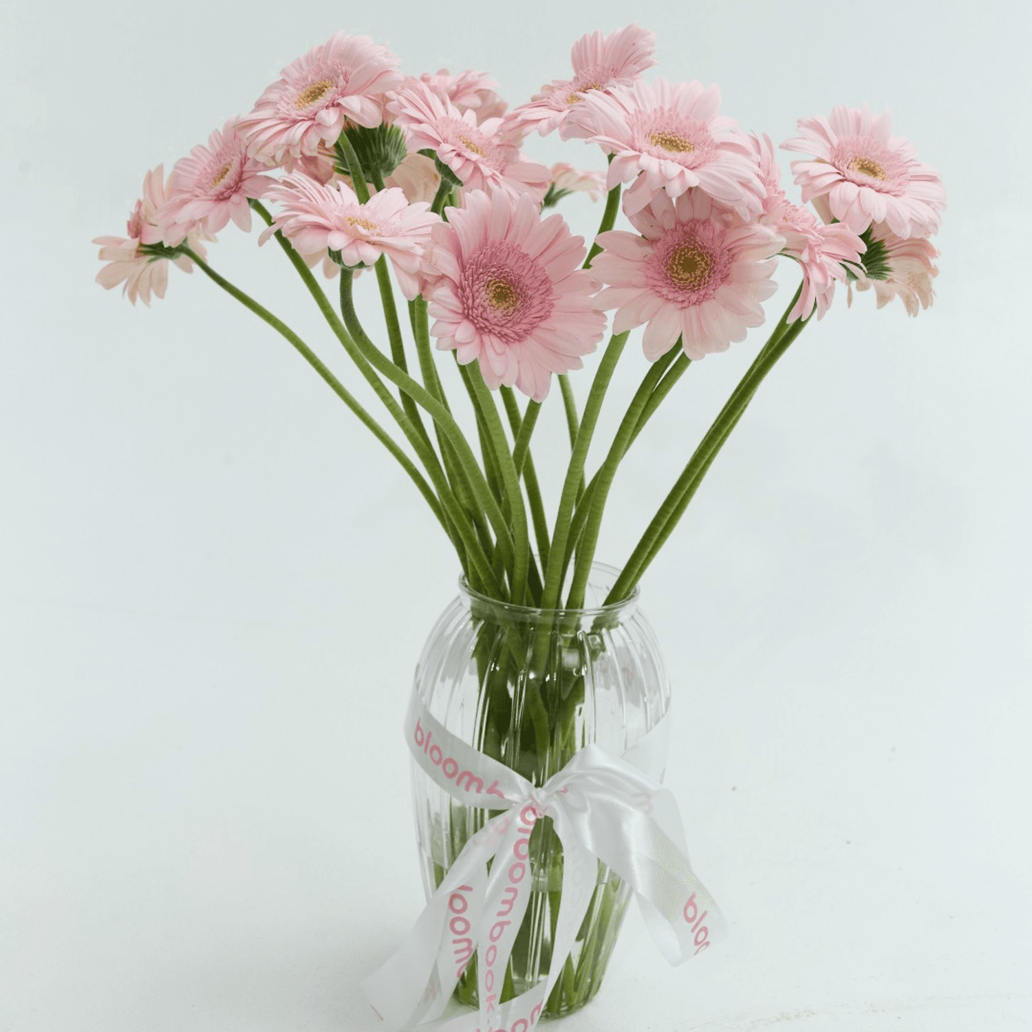 20 mini Gerberas Rosas en Florero