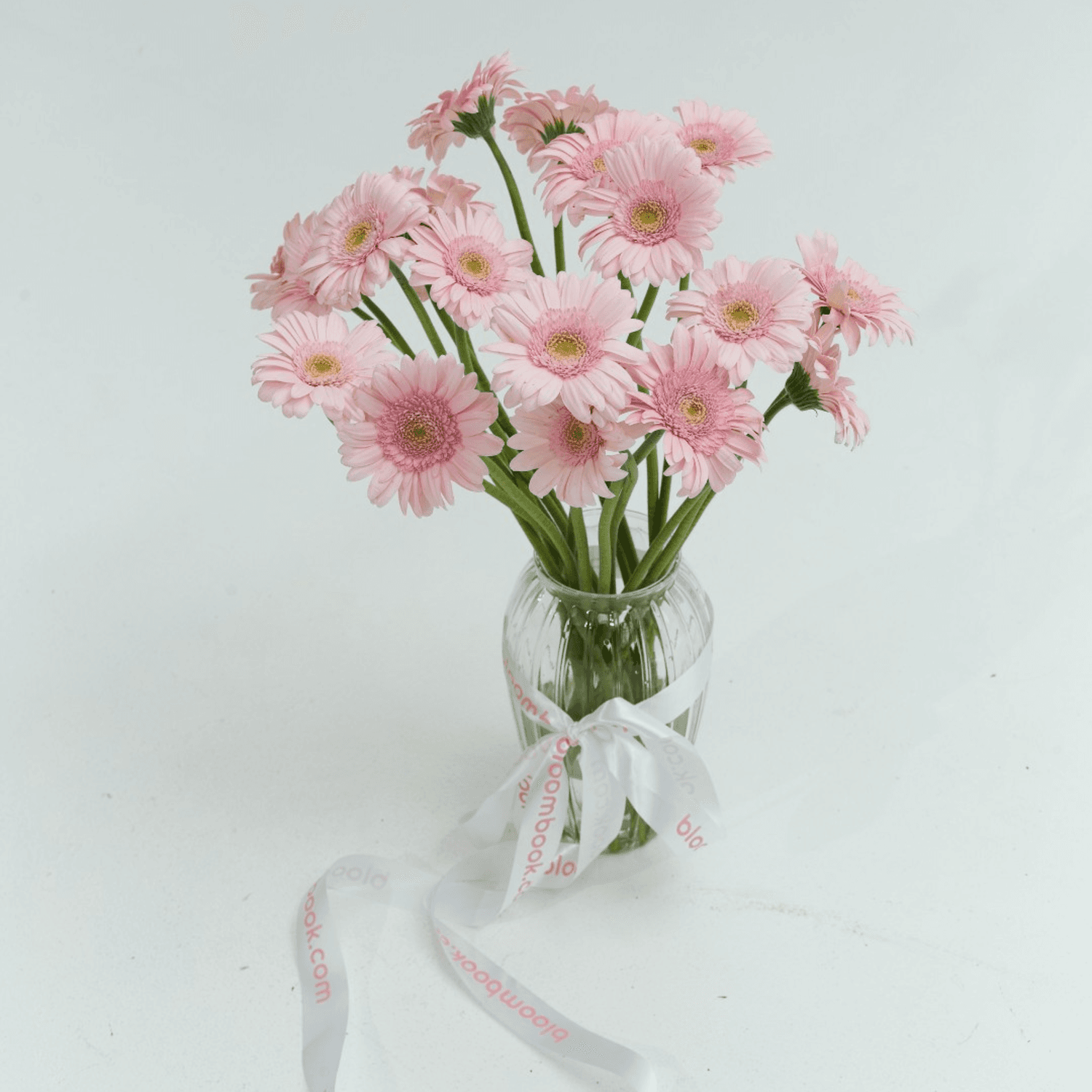 20 mini Gerberas Rosas en Florero
