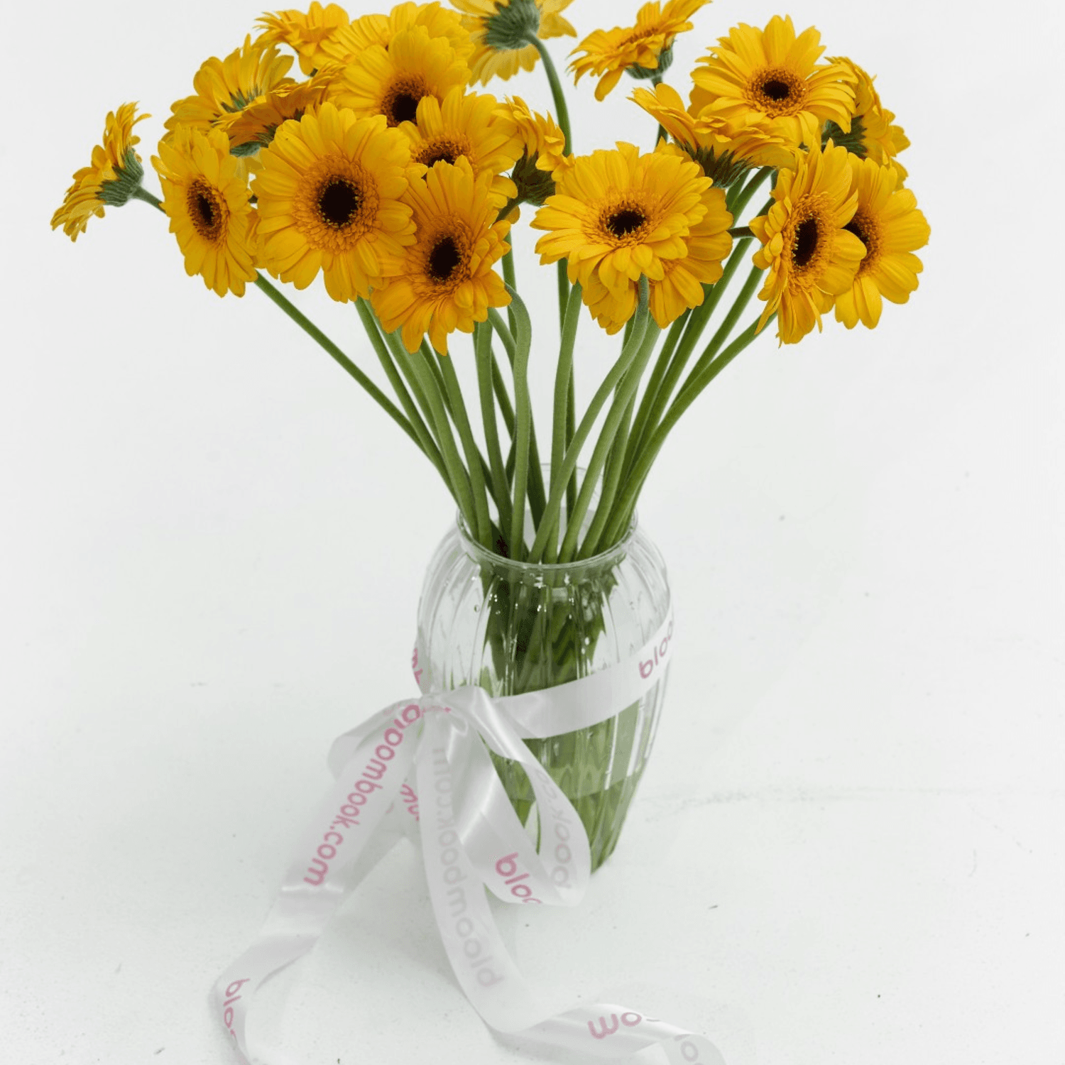 20 mini Gerberas Amarillas en Florero