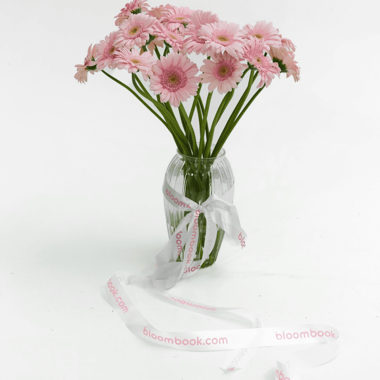20 mini Gerberas Rosas en Florero