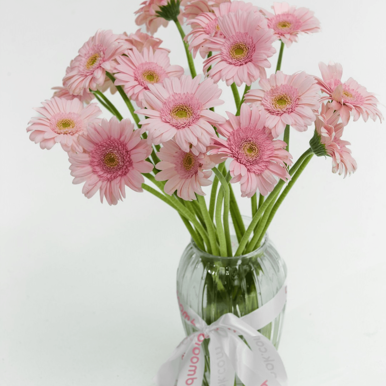20 mini Gerberas Rosas en Florero
