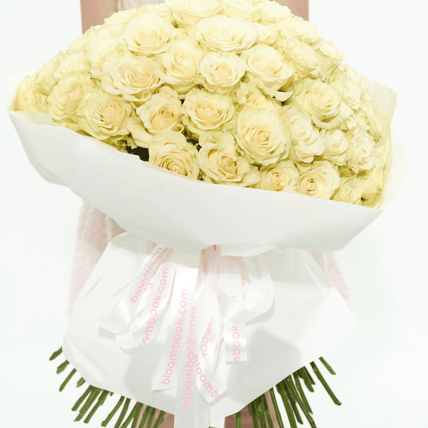 100 White Roses Bouquet | Flower Delivery