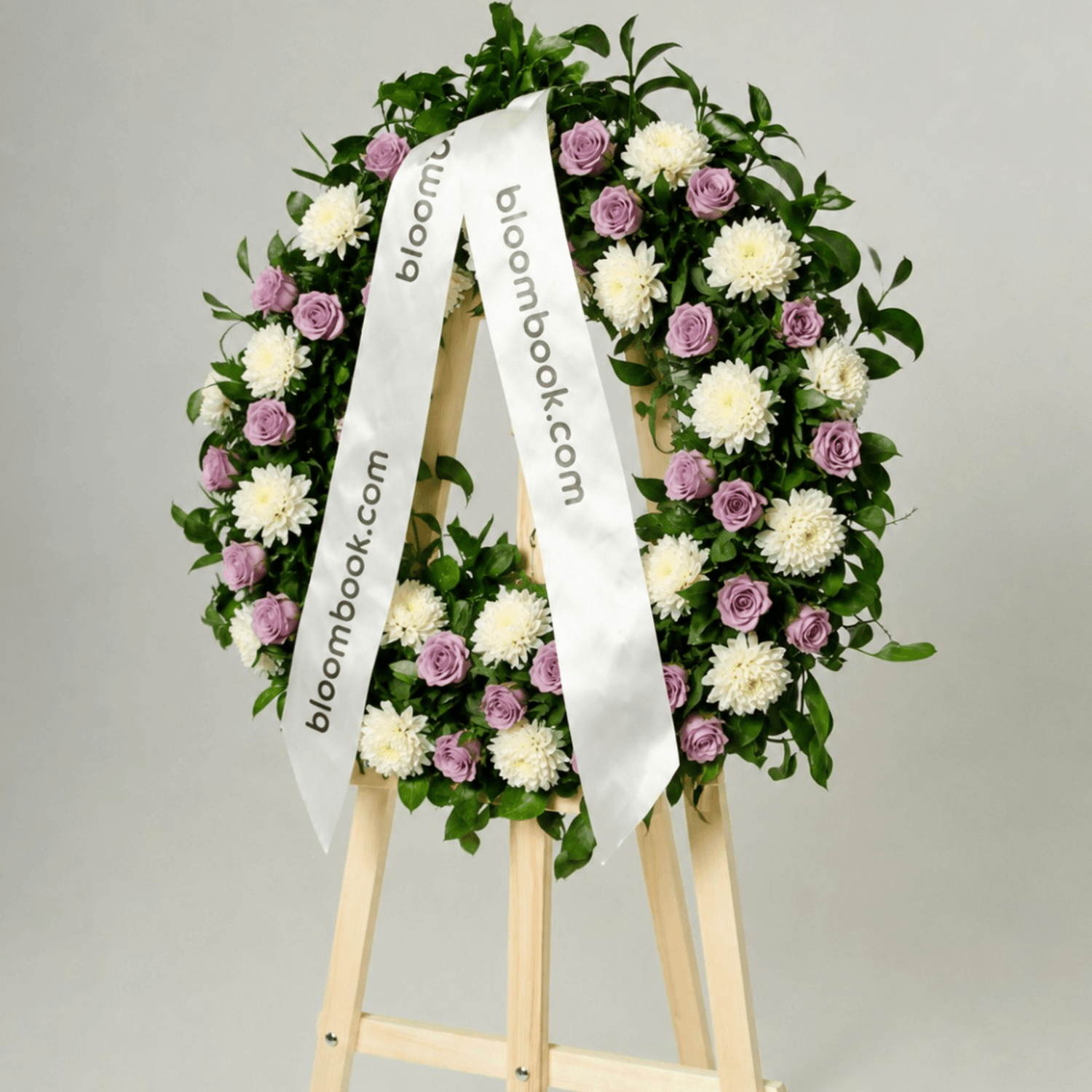 Roses & White Funeral Wreath – Sympathy Flower Delivery