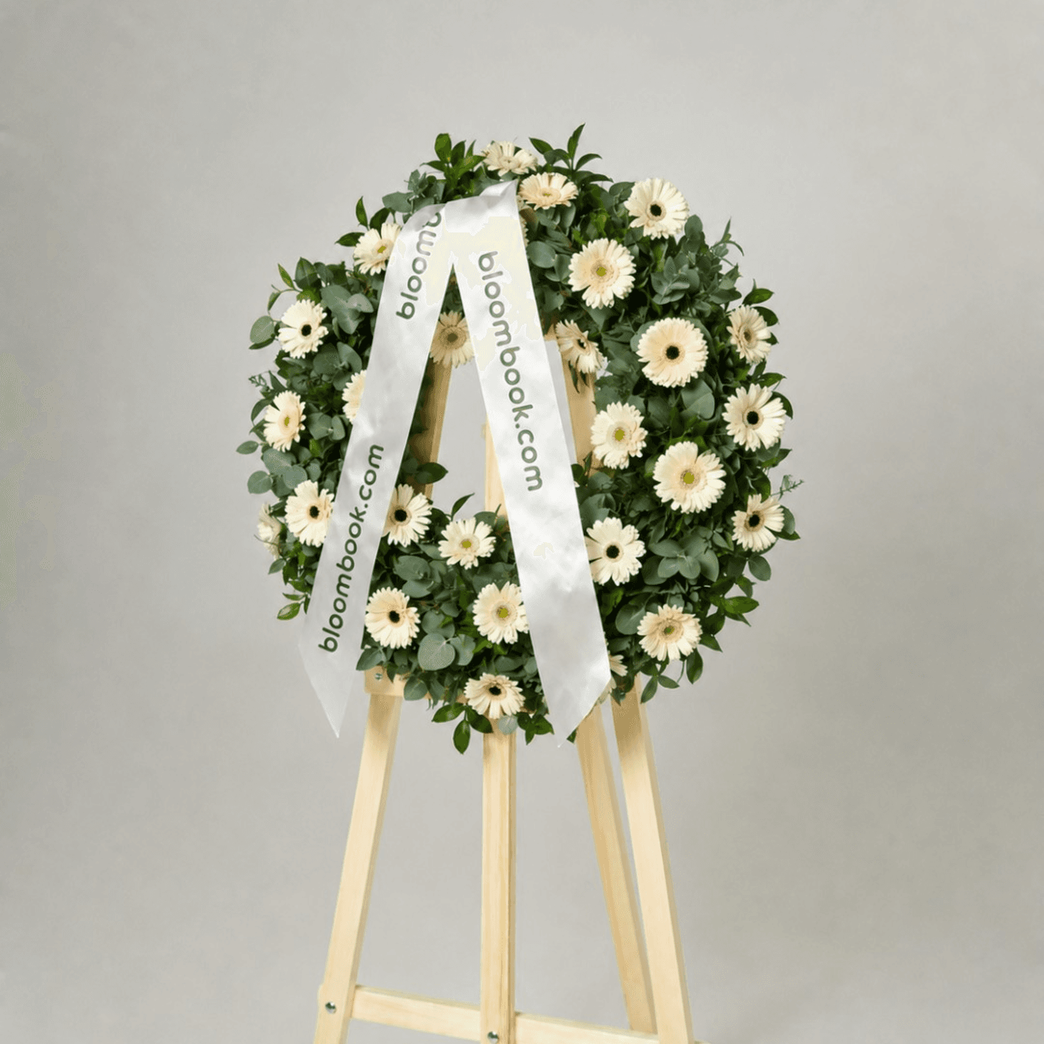 White Gerbera Funeral Wreath – Sympathy Flower Delivery