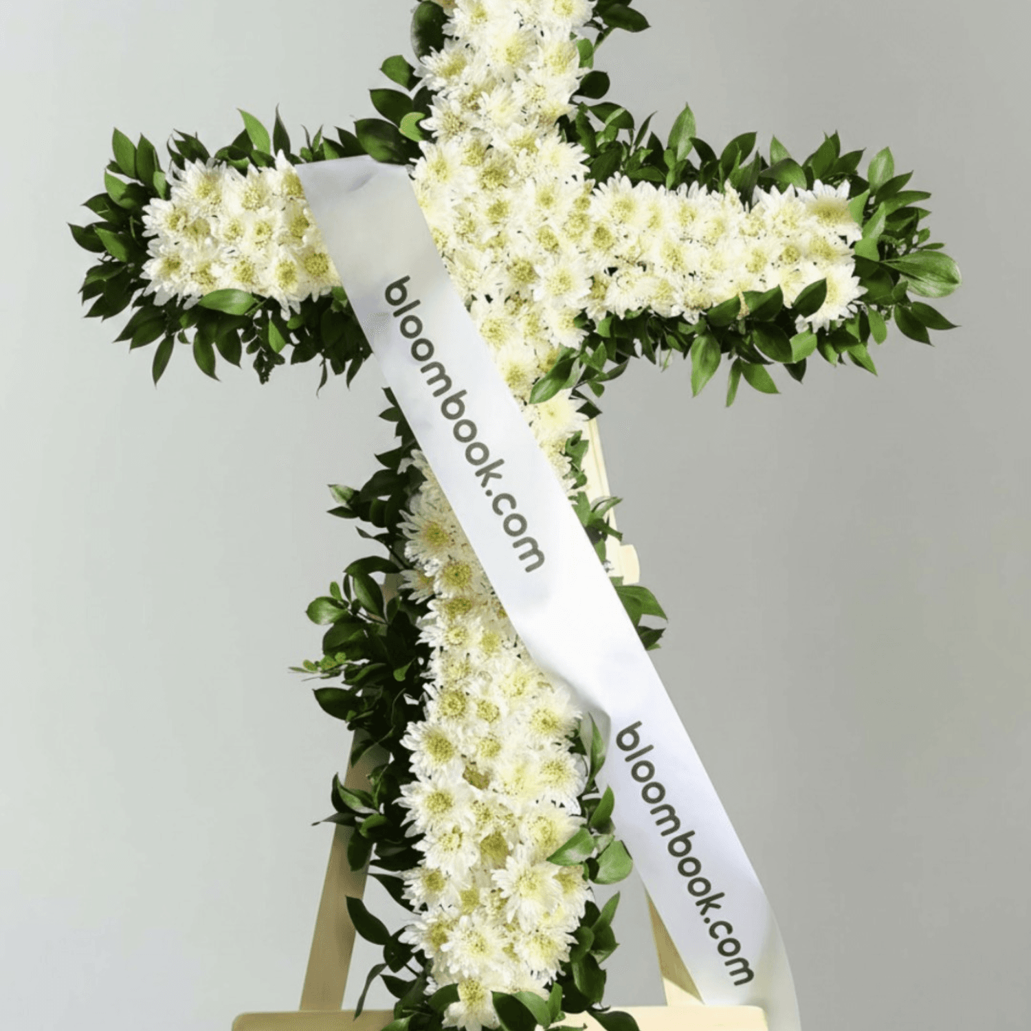 White Sympathy Funeral Cross – Funeral Flower Delivery