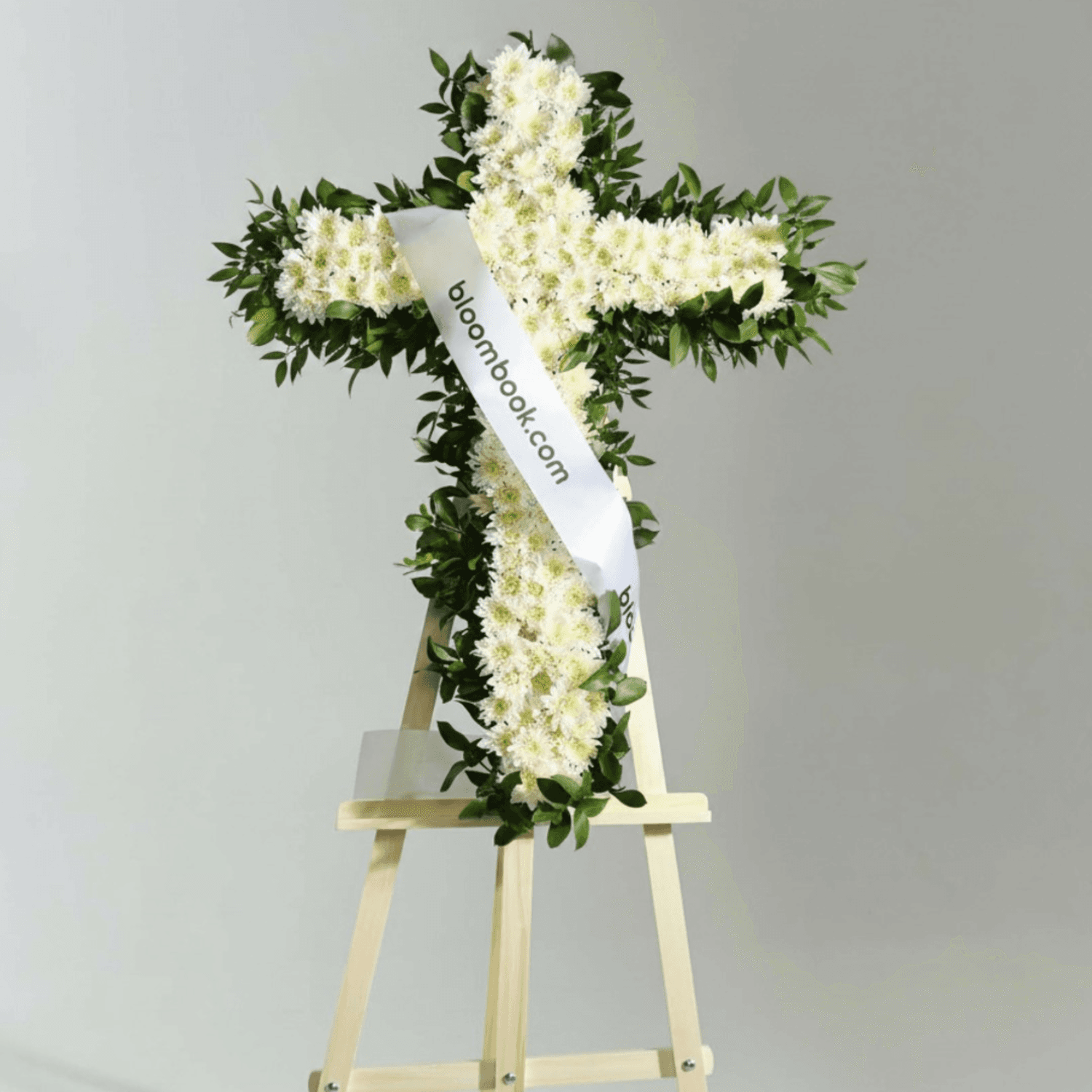 White Sympathy Funeral Cross – Funeral Flower Delivery